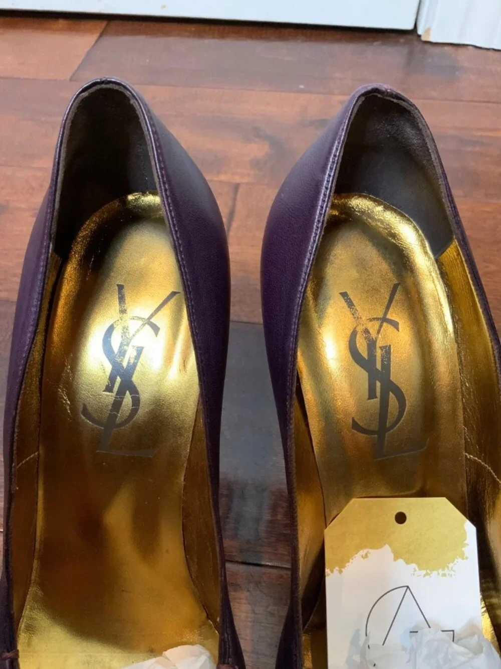 Yves Saint Laurent Tassel Toe Dark Berry Leather Heels, Size 8.5 | 38.5 - Picture 3 of 8